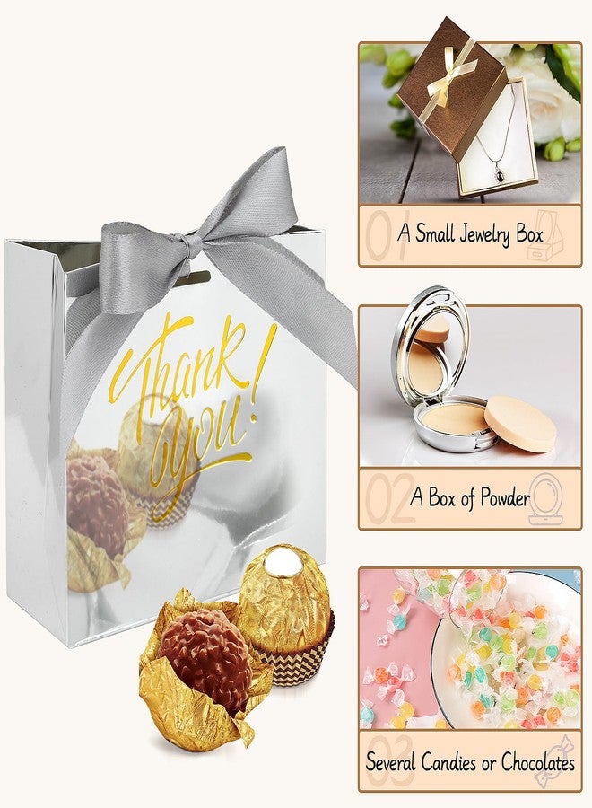 DOYIDE 100 Pack Small Thank You Gift Bags, 4.5x1.8x3.9in Party Favor Bags Boxes with Bow Ribbon, Small Paper Gift Bags with Gold Foil Printed, Mini Candy Treat Bags for Birthday Wedding Party Holiday - Image 2