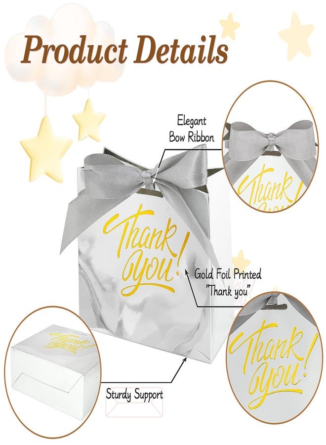 DOYIDE 100 Pack Small Thank You Gift Bags, 4.5x1.8x3.9in Party Favor Bags Boxes with Bow Ribbon, Small Paper Gift Bags with Gold Foil Printed, Mini Candy Treat Bags for Birthday Wedding Party Holiday - Image 3