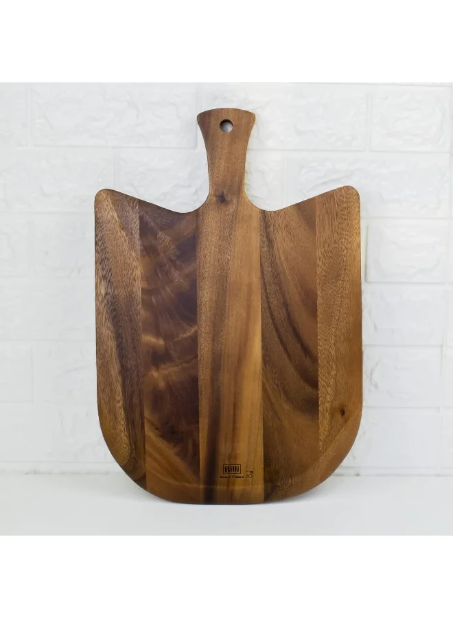 BILLI Billi Acacia Wood Shovel Pizza Board, Cheese Platter From Thailand, Brown