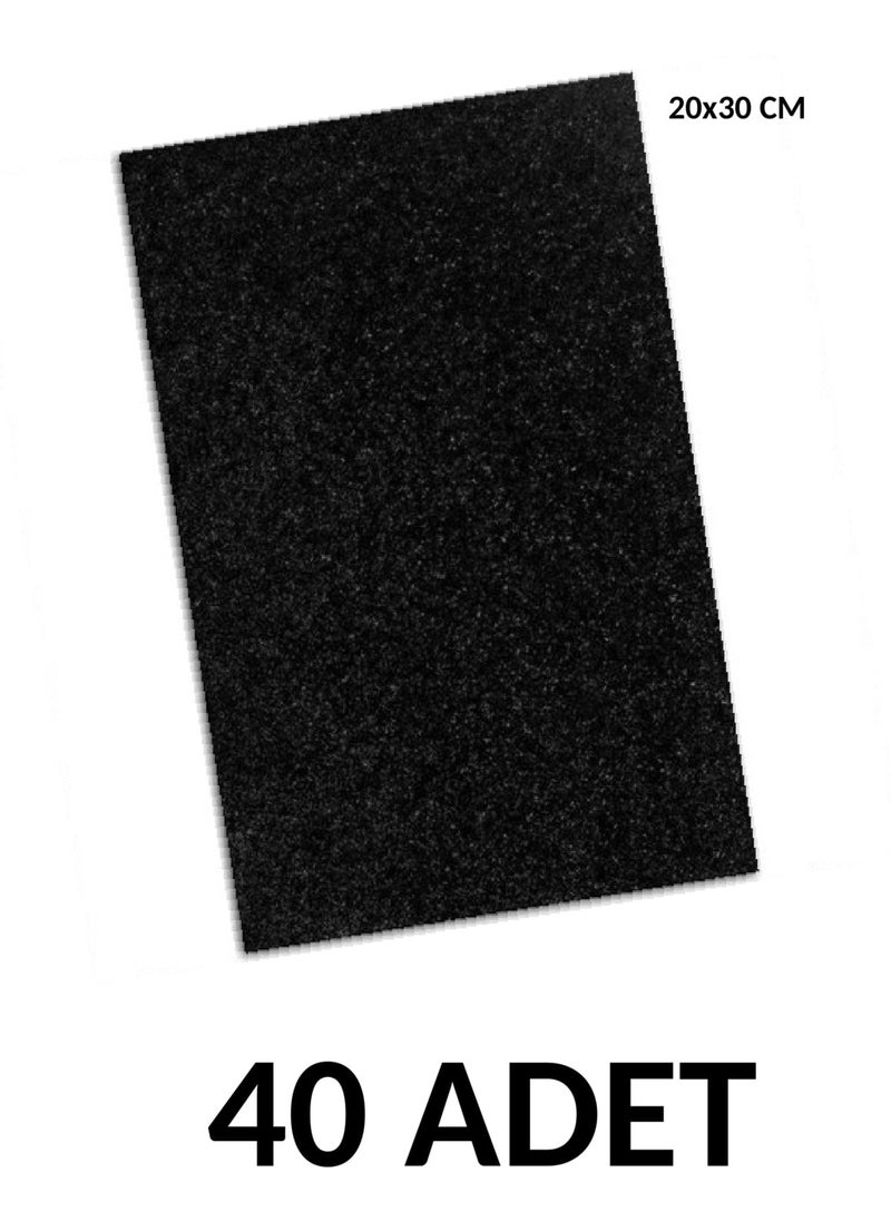 Ticon A4 Glitter Eva 40 Pieces 20 x 30 cm Black  - Image 1
