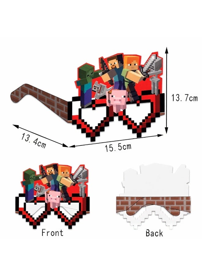 8-Piece Minecraft Paper Party Glasses Set - Pixel Game Photo Booth Props for Kids - Image 4