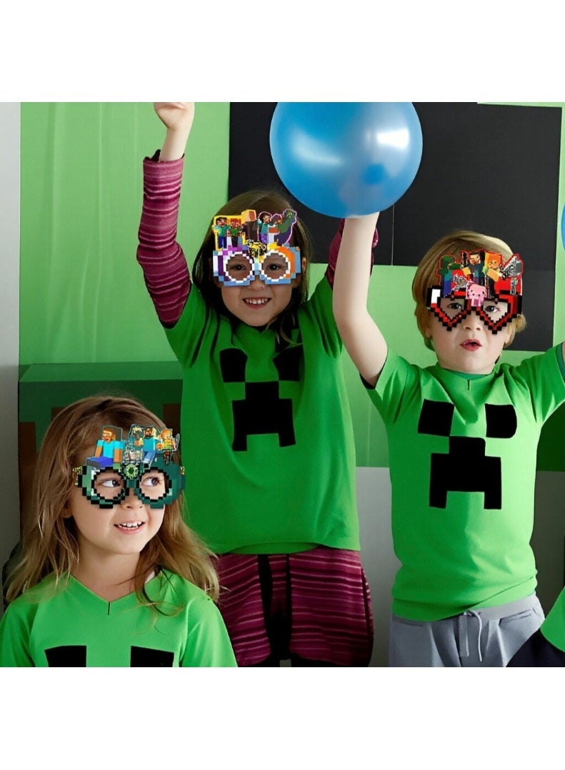 8-Piece Minecraft Paper Party Glasses Set - Pixel Game Photo Booth Props for Kids - Image 5