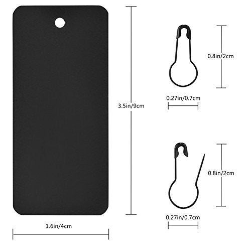 LOOMY 200 PCS Marking Tags with Safety Pins and 157 Feet Natural String to Label Clothes for Garage Yard Consignment Tag Black - Image 3