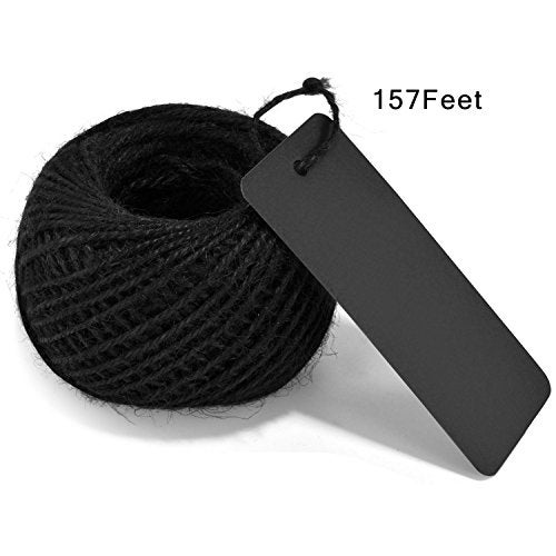 LOOMY 200 PCS Marking Tags with Safety Pins and 157 Feet Natural String to Label Clothes for Garage Yard Consignment Tag Black - Image 4