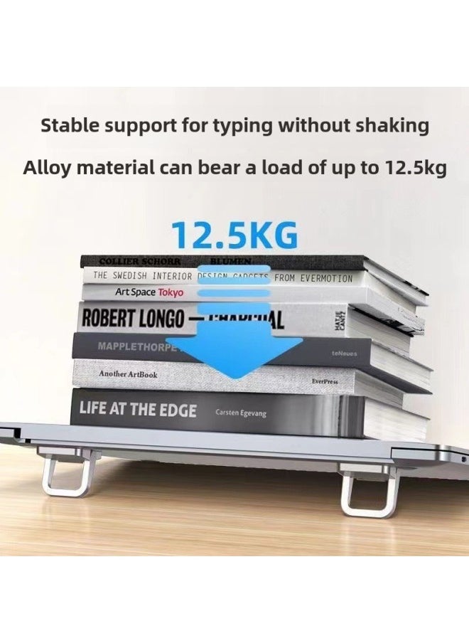 Generic - Laptop Stand Invisible Paste Bracket Desktop Heightening Pad Portable Cooling Keyboard Base Foot Support Rack-Color:Silver Double Gear - Image 1