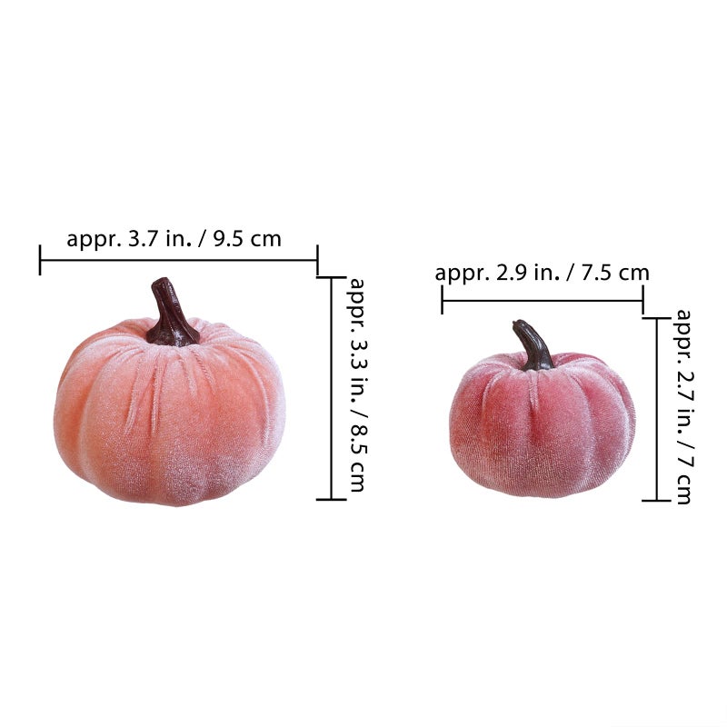 Winlyn Winlyn 16 Pcs Assorted Artificial Velvet Pumpkins Blush Coral Pink Peach Cream Decorative Fabric Pumpkins Foam Pumpkins for Fall Wedding Baby Shower Thanksgiving Pastel Halloween Wreath Table D?cor  - Image 2