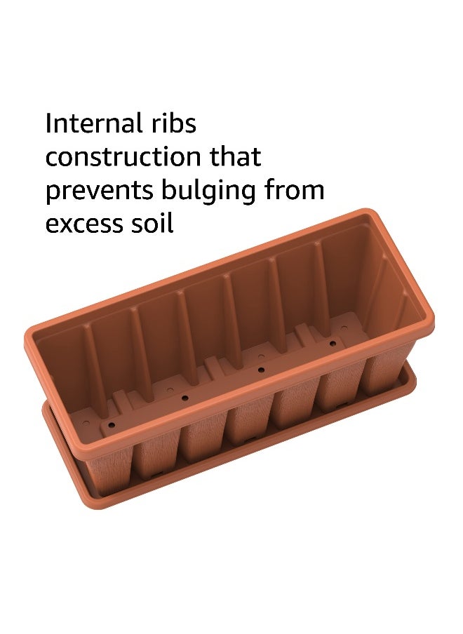 Cosmoplast 36" Cedargrain Rectangular Planter with Tray (Terracotta)  - Image 5