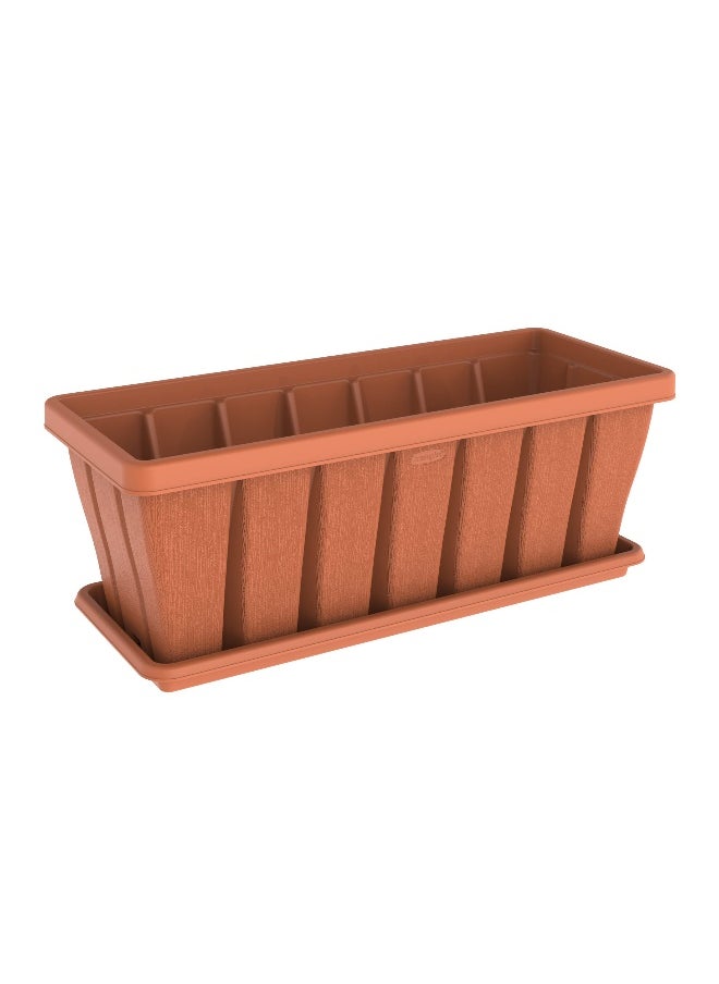 Cosmoplast 36" Cedargrain Rectangular Planter with Tray (Terracotta)  - Image 1