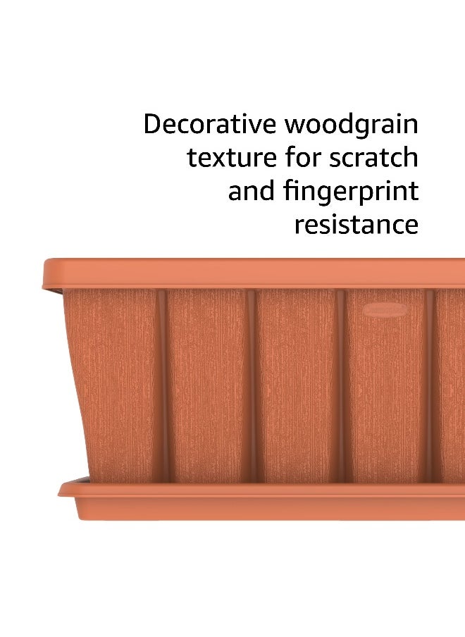 Cosmoplast 36" Cedargrain Rectangular Planter with Tray (Terracotta)  - Image 2