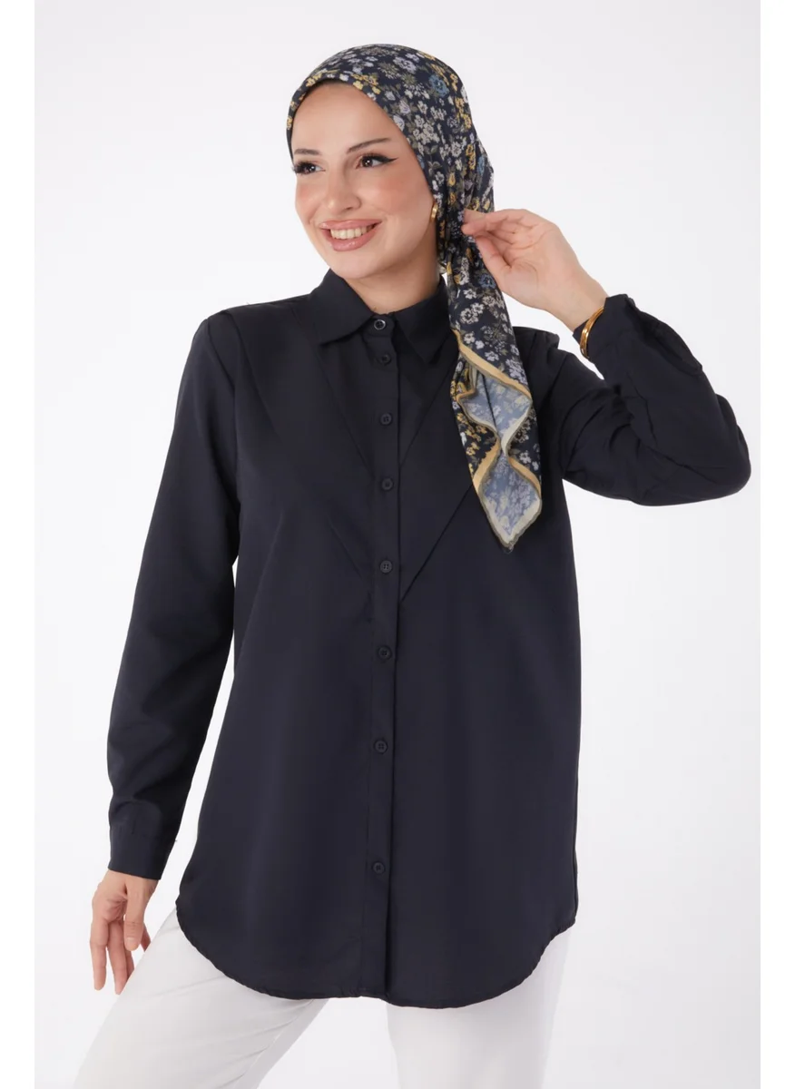 Tofisa Plain Shirt Collar Women's Black Shirt - 13247