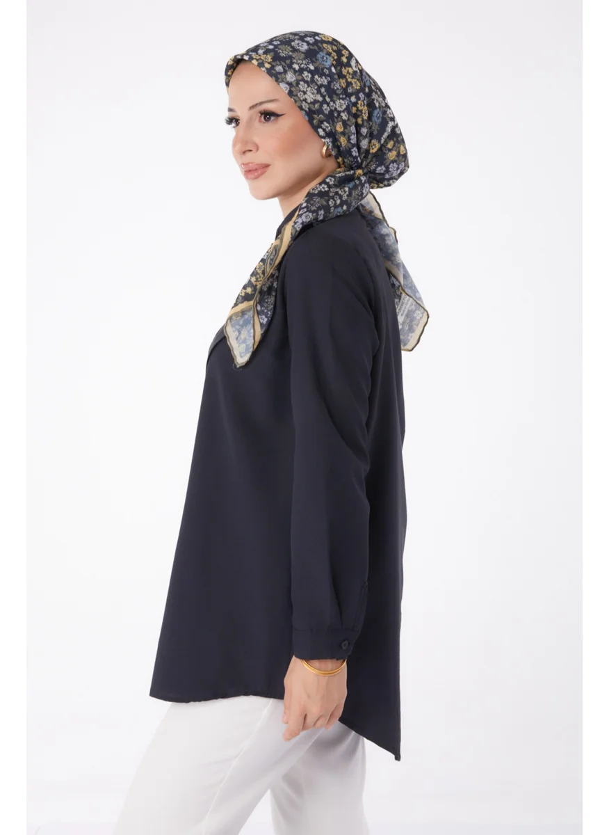 Tofisa Plain Shirt Collar Women's Black Shirt - 13247
