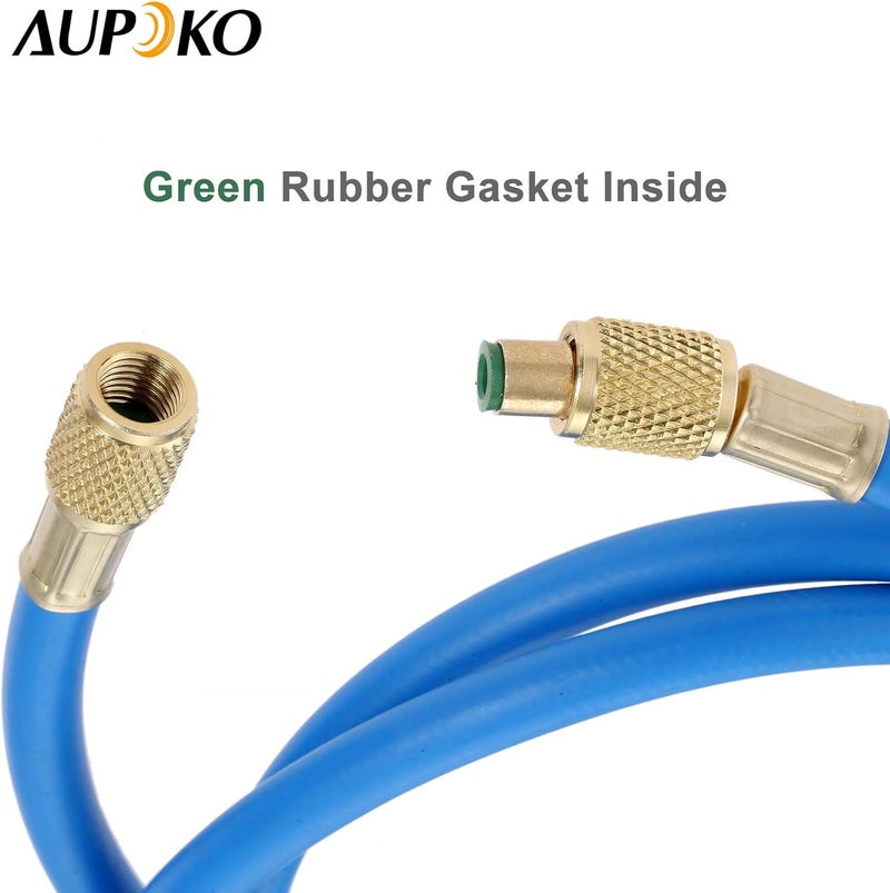 خراطيم شحن غاز التبريد R410A AC، خرطوم شحن HVAC R410A بطول 60 بوصة مع وصلة SAE 1/4 بوصة، ضغط عمل 800 PSI، لون أزرق، وحدة واحدة - Image 5