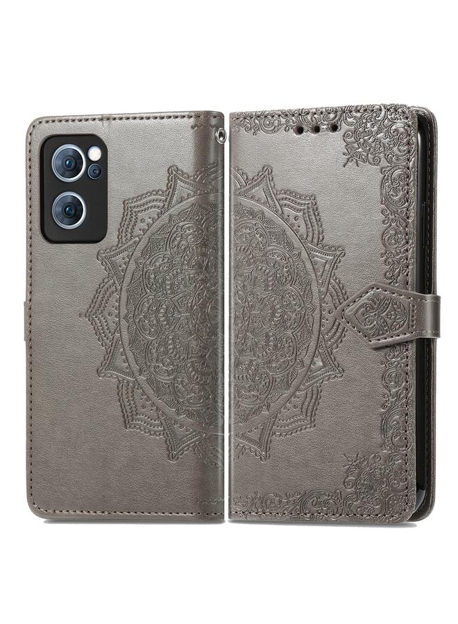 اس-توب جراب لهاتف OPPO Reno7 5G جراب هاتف جلدي قابل للطي منقوش عليه زهرة ماندالا - Image 2