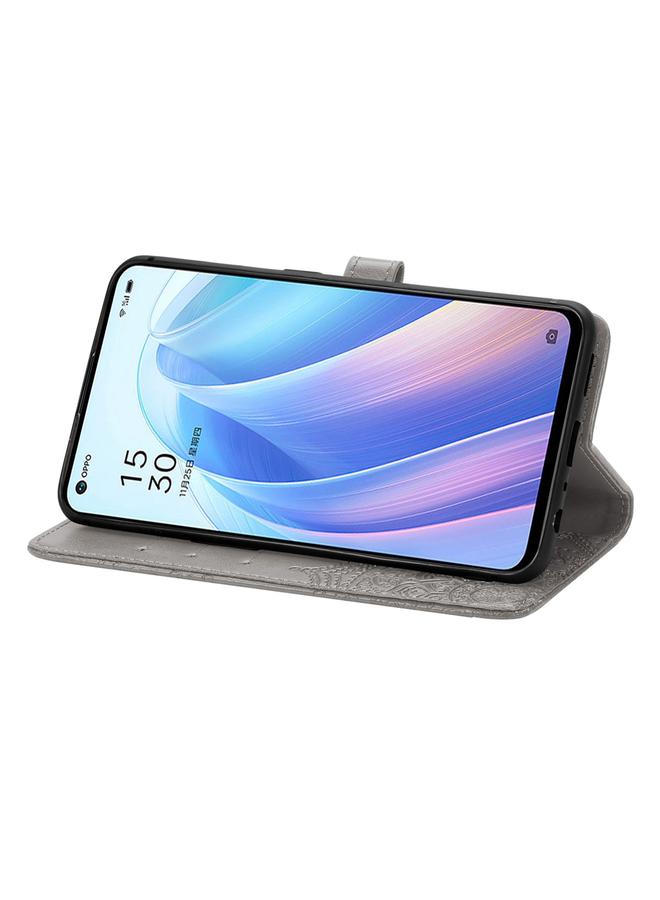 اس-توب جراب لهاتف OPPO Reno7 5G جراب هاتف جلدي قابل للطي منقوش عليه زهرة ماندالا - Image 4