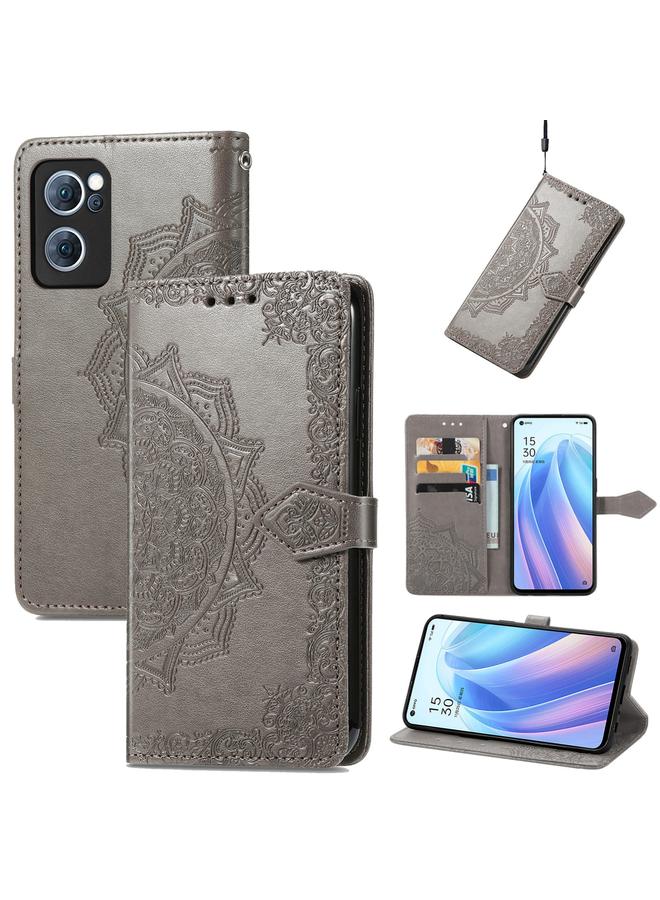 اس-توب جراب لهاتف OPPO Reno7 5G جراب هاتف جلدي قابل للطي منقوش عليه زهرة ماندالا - Image 1