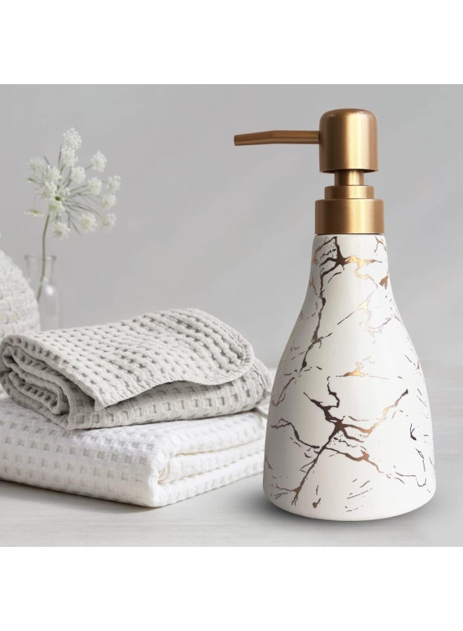 تشيندا إكسسوارات حمام السعودية - زجاجة صابون خزفية رخامية فاخرة ومحمية من التسرب 300مل - Image 3