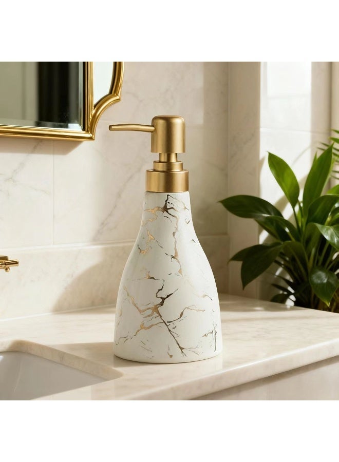 تشيندا إكسسوارات حمام السعودية - زجاجة صابون خزفية رخامية فاخرة ومحمية من التسرب 300مل - Image 1