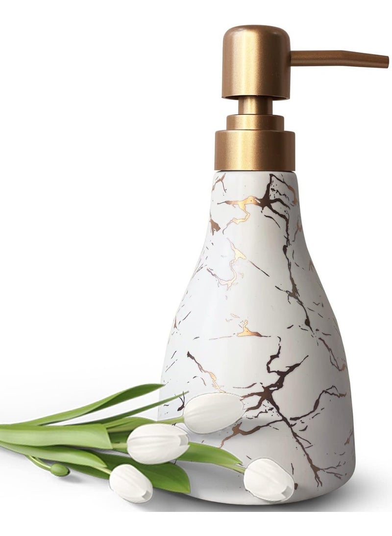 تشيندا إكسسوارات حمام السعودية - زجاجة صابون خزفية رخامية فاخرة ومحمية من التسرب 300مل - Image 2