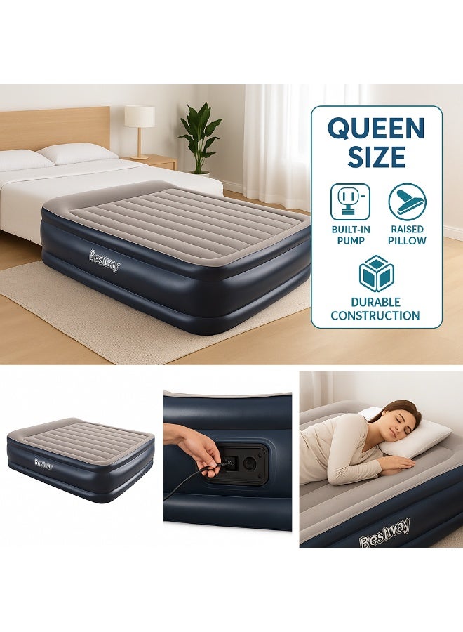 بست واي مرتبة هوائية قابلة للنفخ - سرير هوائي بحجم كبير، مريحة ومثالية للتخييم والاستخدام المنزلي، نفخ أوتوماتيكي - 203 سم × 152 سم × 56 سم - موديل 26-67614 - Image 4