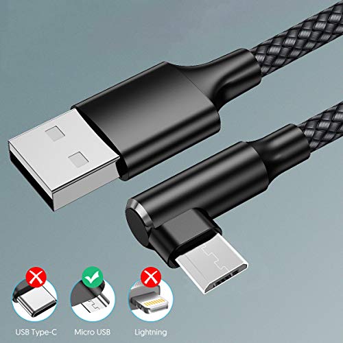 EWUONU Micro USB 90 Degree Cable [2 Pack 10FT] for Fire 7 HD8, Samsung Tablets, Galaxy S7 S6 Edge J8 J7, Xbox One, PS4 Controllers, Camera and More – Right Angled Micro USB Charging Cable - Image 4