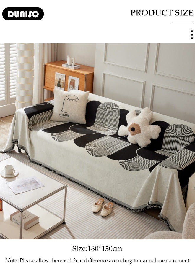 DUNISO Double Sided Chenille Sofa Cover, Washable Geometric Stylish Couch Cover,Tassel Pattern Sofa Cover,Four Seasons Washable Sofa Blanket, Couch Furniture Protector, Non Slip Sectional Sofa Slipcover(180*130cm) - Image 2