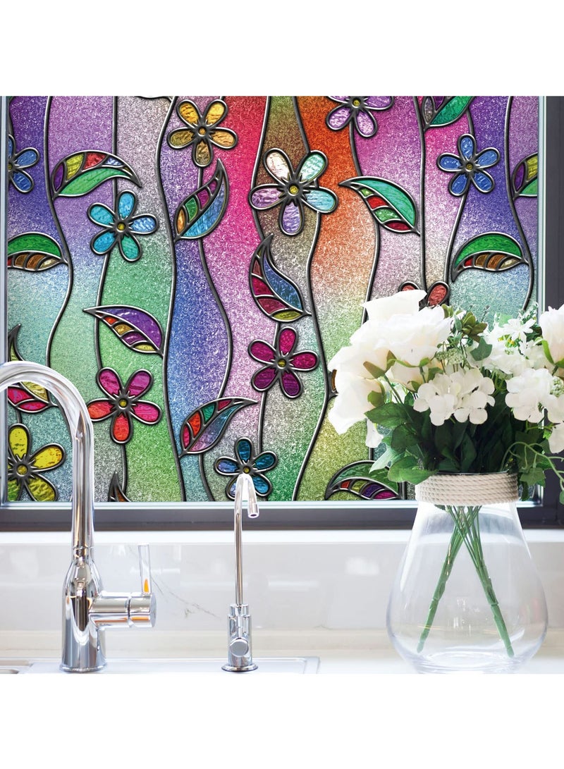 3D Frosted Window Film, 44.5 x 200 cm, Removable Floral Static Cling for Privacy and Decor, Ideal for Bathroom and Bedroom - Image 2
