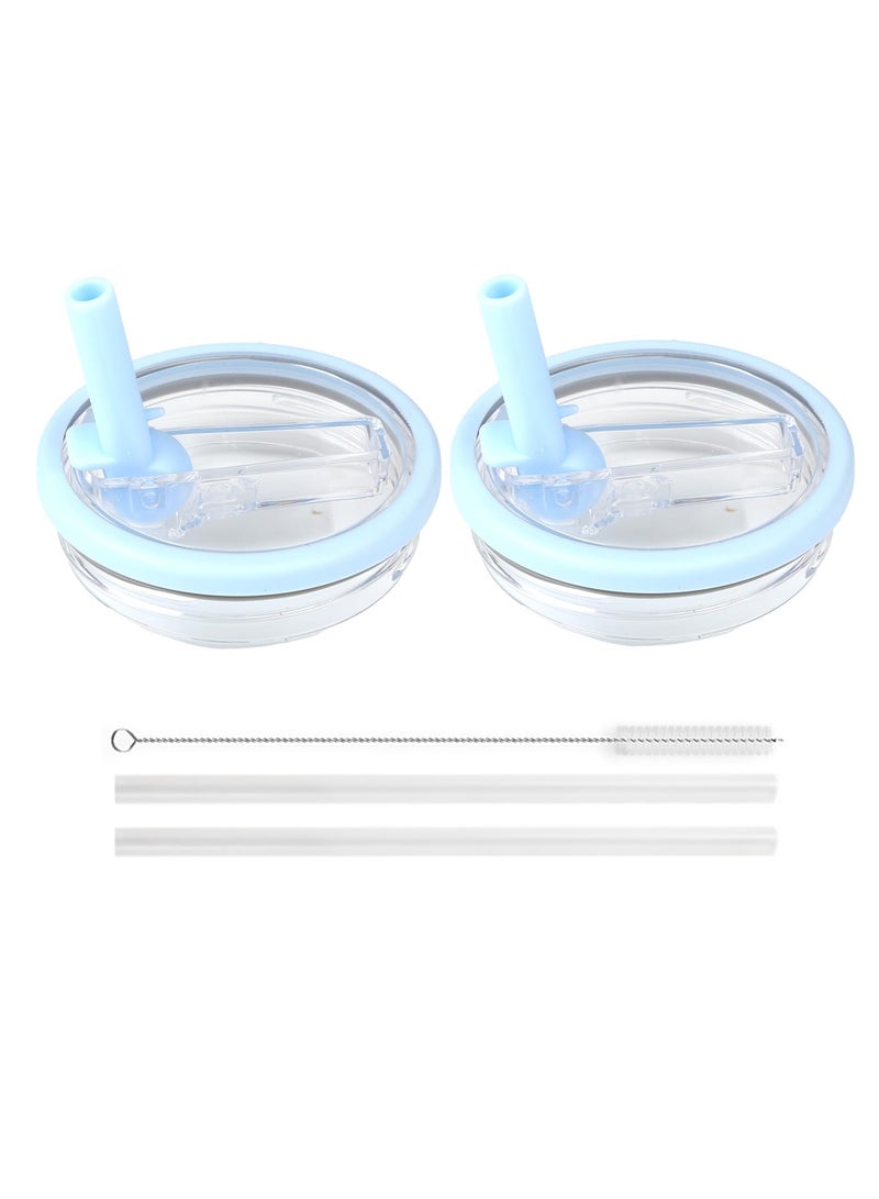 2 Pack 40 Oz Tumbler Flip Straw Lid Replacement Fit For Stanley Quencher Spill Proof Splash Resistant Tumbler Lids Reusable Tumbler Cover For Stanley Cup  blue - Image 1