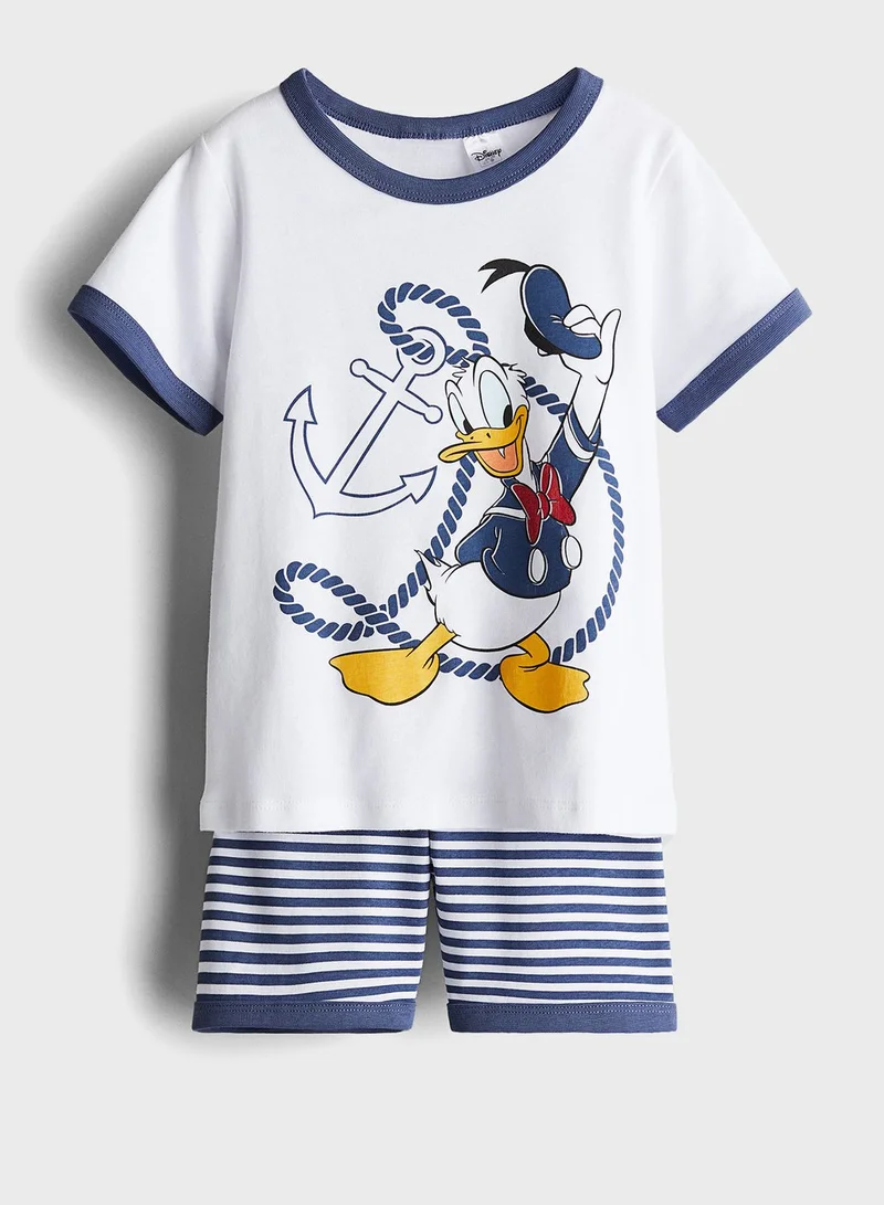 اتش اند ام Kids Crew Neck Graphic Top & Pyjama Shorts Set