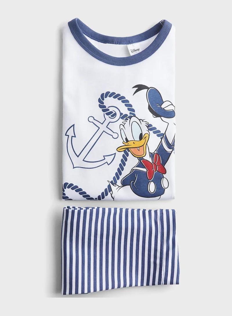 اتش اند ام Kids Crew Neck Graphic Top & Pyjama Shorts Set