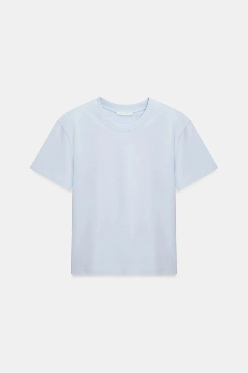 Dilvin Baby Blue DILVIN Women's Cotton Crew Neck T-Shirt for Women | Best Price UAE