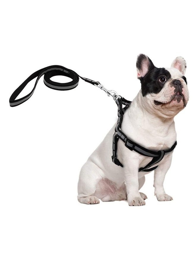 مجموعة أحزمة النايلون العاكسة للجراء، أحزمة أمان ليلية قابلة للتعديل للكلاب من السلالات الصغيرة، مشبك خلفي مضاد للالتواء، مثالي للمشي، 15 مم (أسود) - Image 1