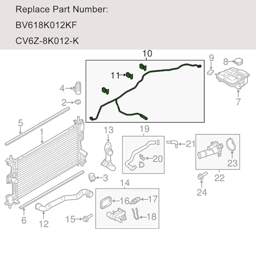 koxuyim خرطوم خزان سائل التبريد من كوكسييم مناسب لسيارة فورد فوكاس 2012-2018 2.0L L4 يستبدل BV618K012KF CV6Z-8K012-K - Image 3
