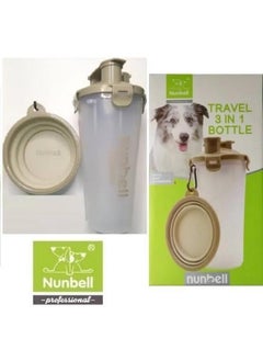 PET -3 In 1 Portable Dog Water And Food Bottle With 1 Collapsible Pop-Up Bowls, Leakproof Bottle With 2 Compartments For Travel, Camping, Hiking  - Image 2