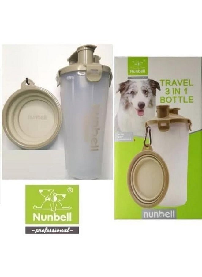 PET - -3 In 1 Portable Dog Water And Food Bottle With 1 Collapsible Pop-Up Bowls, Leakproof Bottle With 2 Compartments For Travel, Camping, Hiking - Image 1