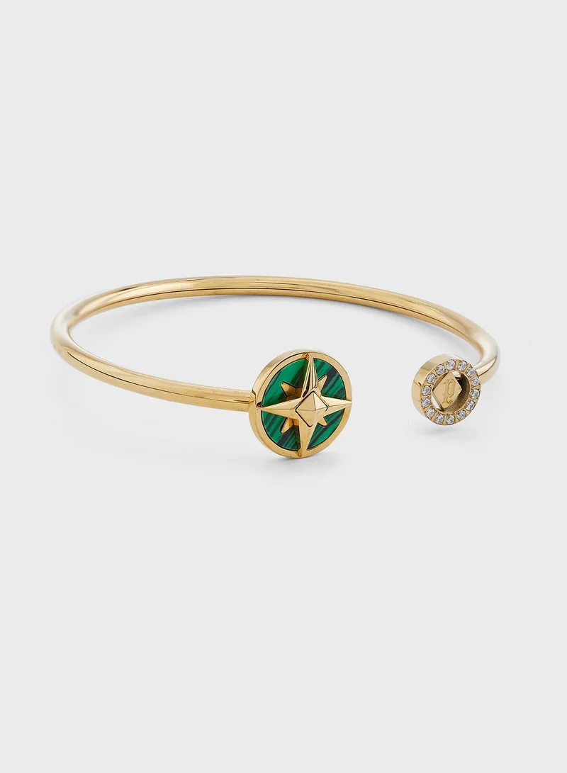 POLICE Bangle With Malachite Inlay & Crystal
