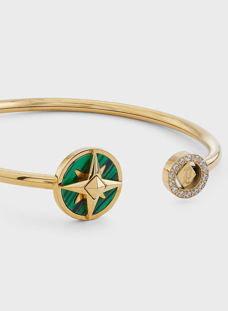 POLICE Bangle With Malachite Inlay & Crystal