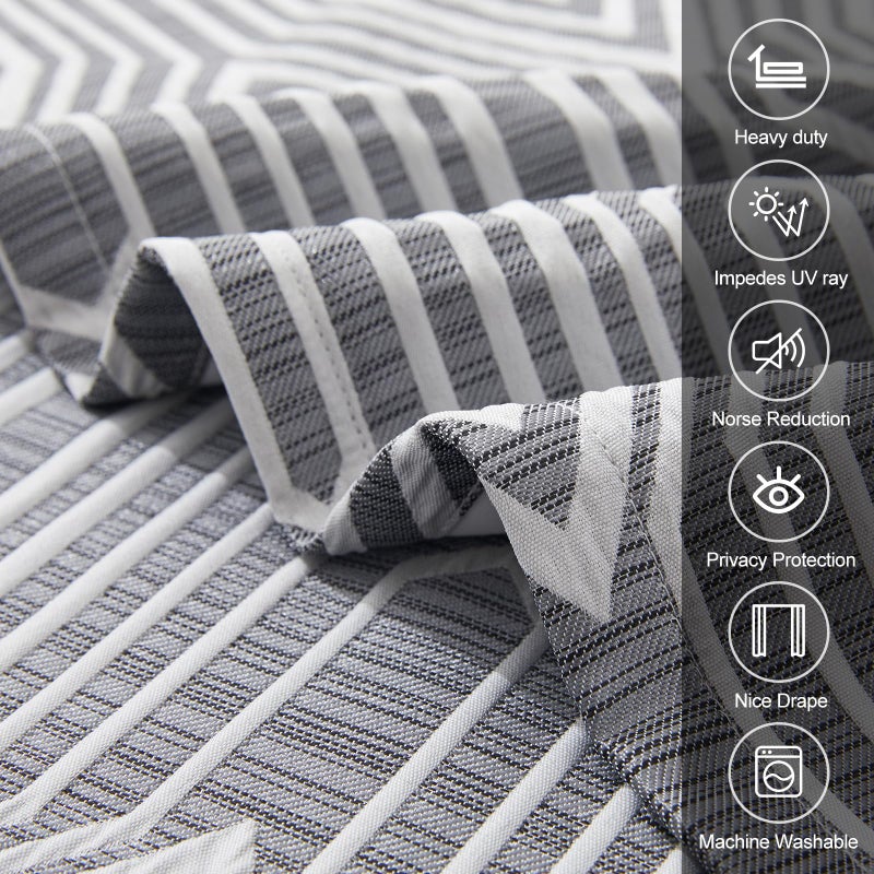 Drapexpert Dark Grey and Silvery 100% Blackout Curtains 96 Inch Length 2 Panels, Jacquard Thermal Insulated Noise Reducing Grommet Drapes for Bedroom Living Room, 2pcs, 52" W x96 L - Image 5