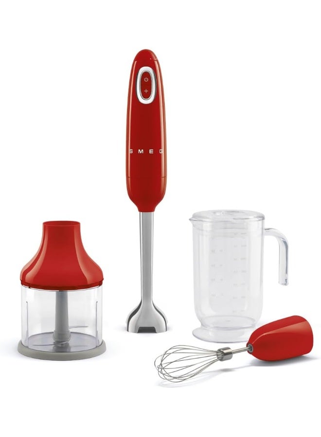 Smeg HBF03RDUK, 50'S Retro Style Aesthetic Hand Blender With Accessories, Variable Speed, Turbo Function, Red HBF03RDUK red - Image 1