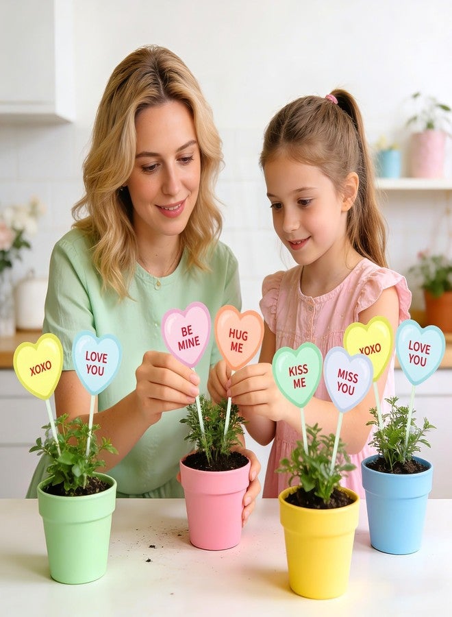 AUGSUN 12 Pcs Valentine's Day Decorative Picks Double-Sided Conversation Heart Plant Stakes Plastic Heart Pick Ornaments for Valentines Wedding Lawn Garden Home Decor - Image 5