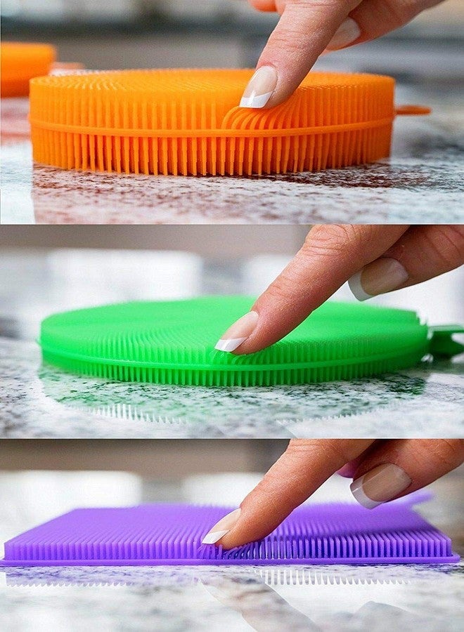 LOMESH Multipurpose 3 Pcs Better Sponge | Silicon Sponge Set | Hear Pad Utensil Cleaning Non Slip Grid | Household Kitchen Cleaner Tools | Easy Remove Grease - Image 5