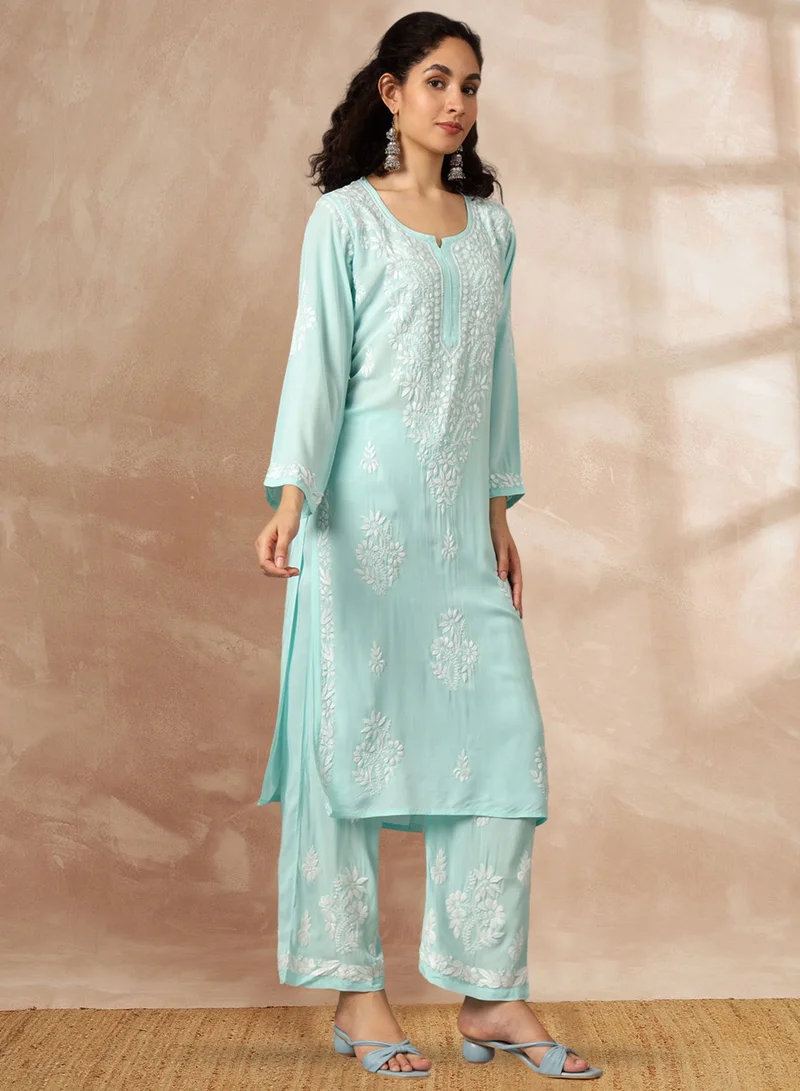 Alaya Women Hand Embroidered Chikankari Modal Kurta Set-AL3600KS
