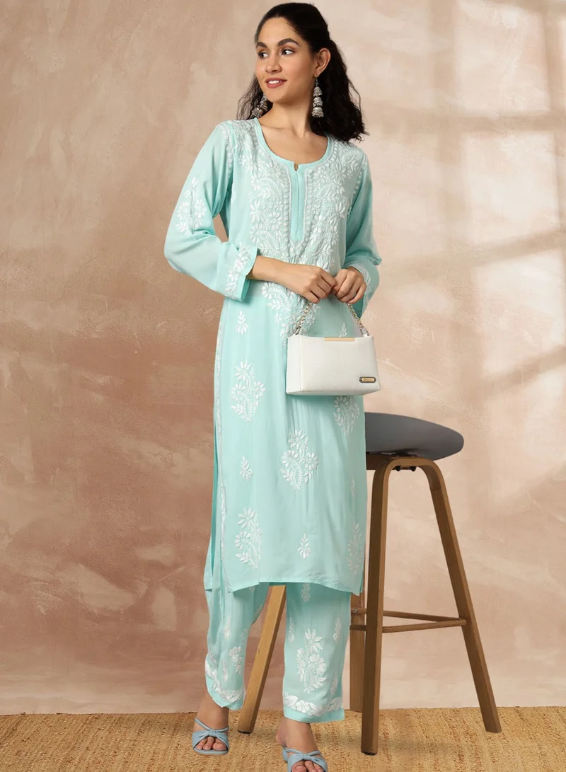 Alaya Women Hand Embroidered Chikankari Modal Kurta Set-AL3600KS