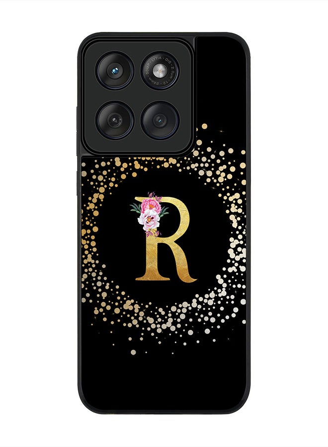 Stylizedd For Motorola MOTO Edge 60 Fusion/ Edge 60 Case,Slim fit Camera Protection, Shockproof Thin Phone cover  - Custom Monogram Floral - R ( Black ) - Image 1