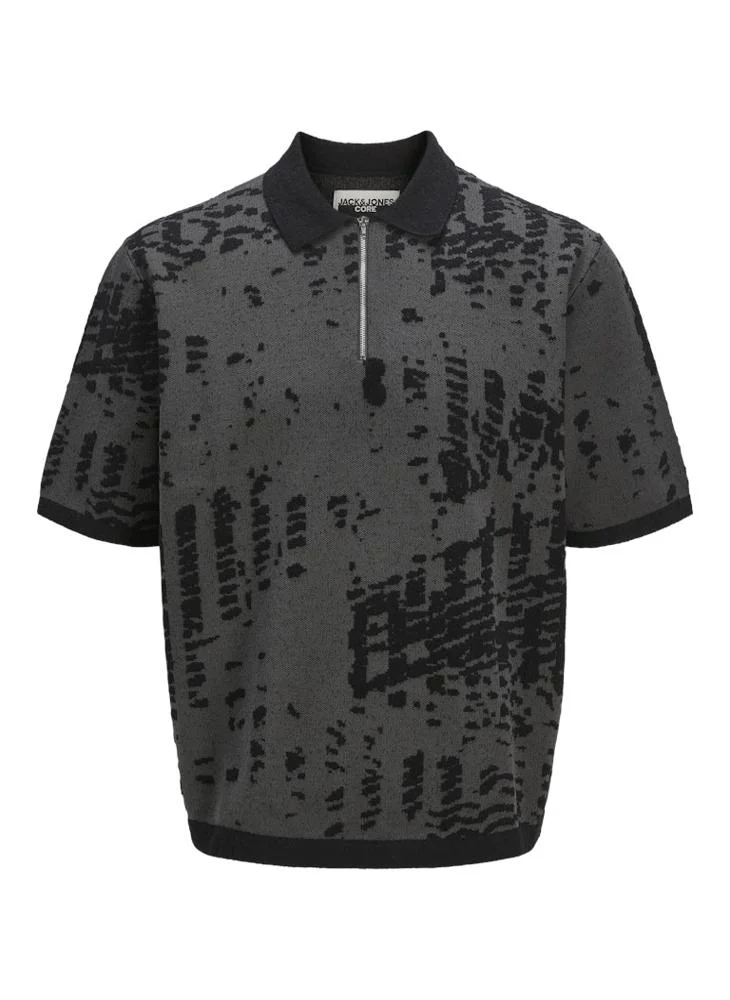 JACK & JONES Jcolloyd Knit Jacquard Zip Polo