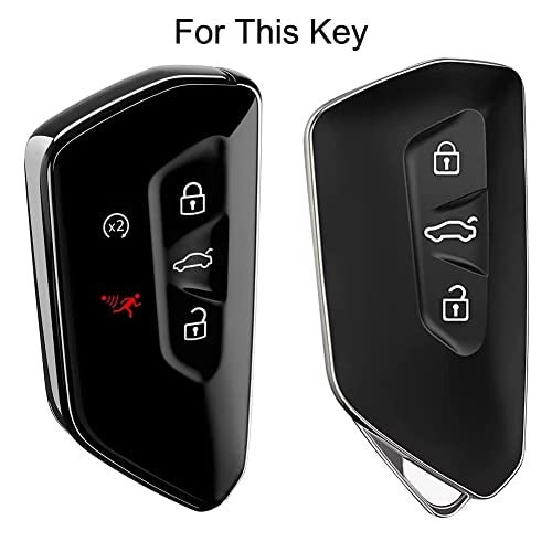 Berfea Key Fob Cover Silicone Key Case Protective Sleeve Remote Accessories Compatible with VW Volkswagen MK8 Golf 8 GTI Skoda Octavia 3 Button Car Key - Image 2