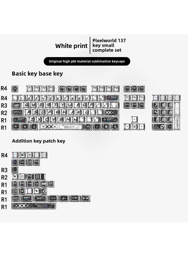 Gundam Comic Hundred Mixed Lamp Key Cap Original Height 136 Key Full Set Classic Simple Mechanical Keyboard Key Cap Key Meow-Color:Original Factory-comic White Print-136 Key Box  - Image 1