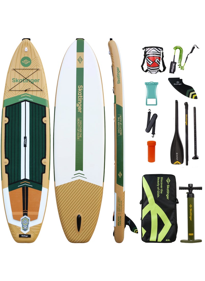 Skatinger Skatinger 11'-33"-6" Single Layer SUP Soft Standup Board Power Fin Paddle Board with Pump and Fins for Yoga, Fishing, Drifting, and Floating - Peninsu la Trojan Horse  - Image 1