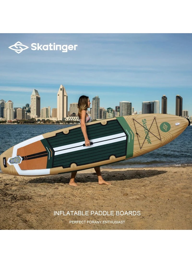 Skatinger Skatinger 11'-33"-6" Single Layer SUP Soft Standup Board Power Fin Paddle Board with Pump and Fins for Yoga, Fishing, Drifting, and Floating - Peninsu la Trojan Horse  - Image 2