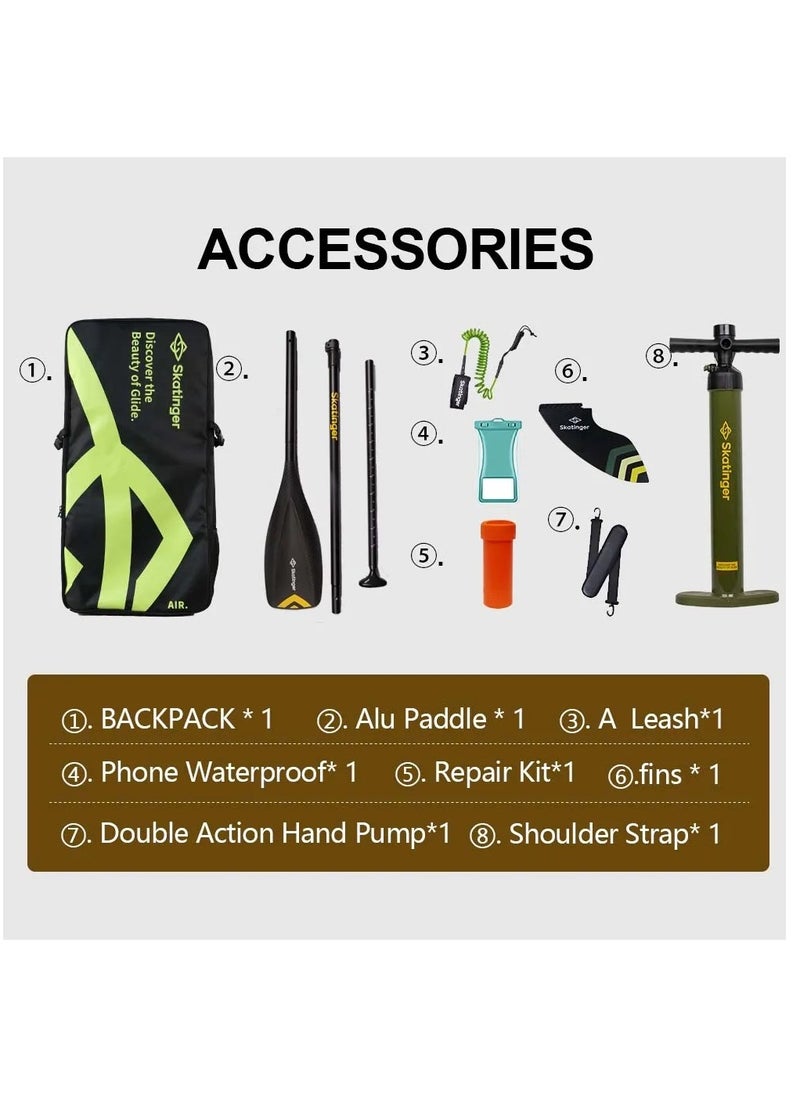 Skatinger Skatinger 11'-33"-6" Single Layer SUP Soft Standup Board Power Fin Paddle Board with Pump and Fins for Yoga, Fishing, Drifting, and Floating - Peninsu la Trojan Horse  - Image 4
