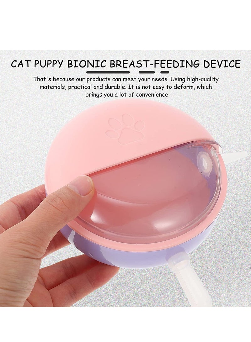 KASTWAVE Puppy Kitten Feeder Silicone Puppy Feeder with Nipples Pet Milk Feeder Pet Self Feeding Device 4 Nipples Self Feeding Milk Bowl for Kittens Puppies Rabbits Lamb Pink - Image 3